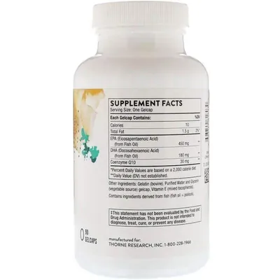 Омега-3 з коензимом Q-10 Thorne Research Omega-3 w/CoQ10, 90 капсул