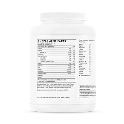 Сывороточный протеин Thorne Research Whey Protein Isolate шоколад, 876 г