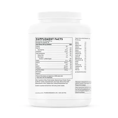 Протеїн сироватковий ізолят Thorne Research Whey Protein Isolate шоколад, 876 г