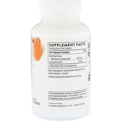 Красный дрожжевой рис с коэнзимом Thorne Research Red Yeast Rice + CoQ10, 120 капсул