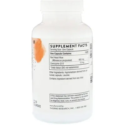 Червоний дріжджовий рис з коензимом Thorne Research Red Yeast Rice + CoQ10, 120 капсул