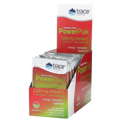 Электролиты Trace Minerals Electrolyte Stamina Power Pak со вкусом арбуза, 30 пакетов