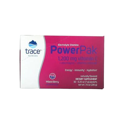 Электролиты Trace Minerals Electrolyte Stamina Power Pak со вкусом ягод, 30 пакетов