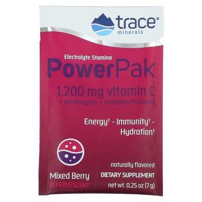 Електроліти Trace Minerals Electrolyte Stamina Power Pak зі смаком ягід, 30 пакетів