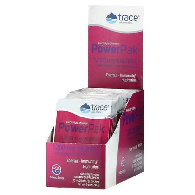 Електроліти Trace Minerals Electrolyte Stamina Power Pak зі смаком ягід, 30 пакетів