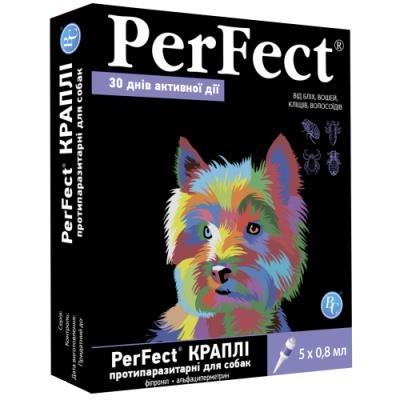 Капли противопаразитарные Perfect для собак мелких пород по 0,8 мл 5 штук
