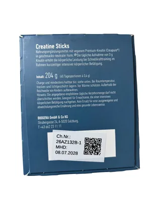 Креатин моногідрат Biogena Sports Creatine Sticks Creapure по 3 г №60 у стіках (190 г)