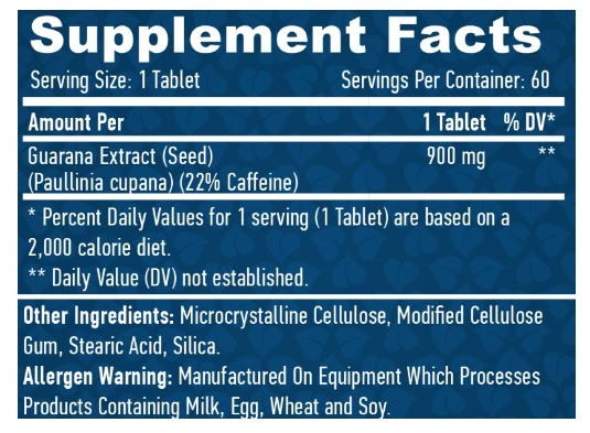 Гуарана Haya Labs Guarana 900 мг таблетки №60