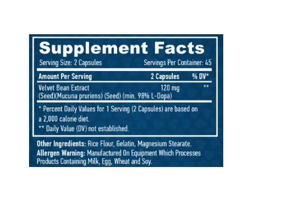 L-дофа екстракт мукуни пекучої Haya Labs L-DOPA Mucuna Pruriens Extract капсули №90