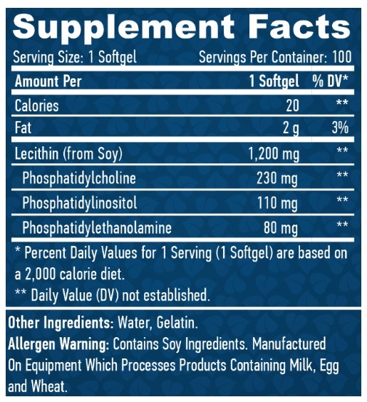 Лецитин Haya Labs Lecithin 1200 мг мягкие капсулы №100