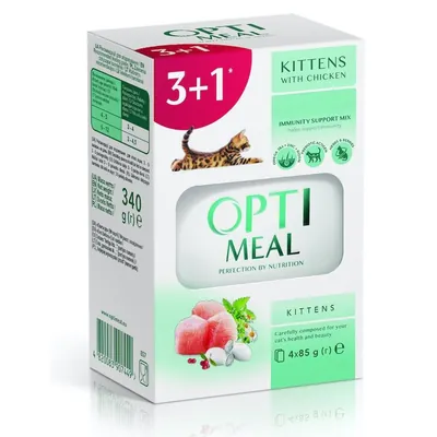 Корм вологий для кошенят Optimeal Kitten з куркою, 340 г (4х85 г)