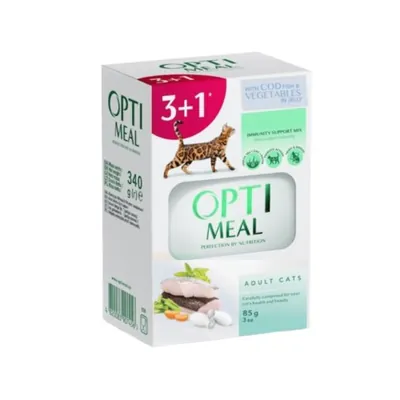 Корм вологий для кішок Optimeal Adult Cats з тріскою, 340 г (4х85 г)