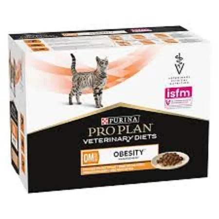 Корм вологий Purina Pro Plan Veterinary Diets OM Obesity Management St/Ox для котів для зниження надлишкової маси тіла з куркою, 85 г х 10