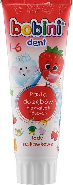 Зубная паста Bobini Kids Клубничное мороженое от 1 до 6 лет, 75 мл