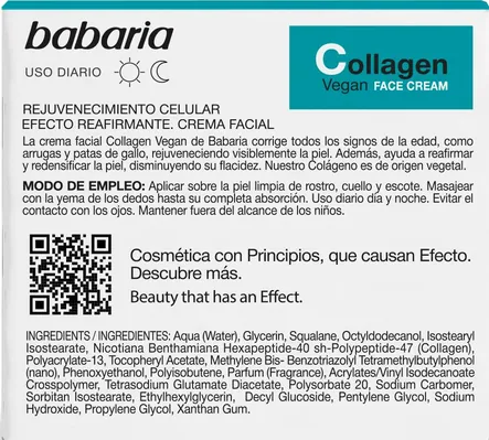 Крем для обличчя Babaria Collagen Vegan з рослинним колагеном омолоджувальний, 50 мл
