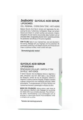 Сироватка для обличчя Babaria Glycolic Acid нічна з гліколевою кислотою для рівного тону шкіри, 30 мл