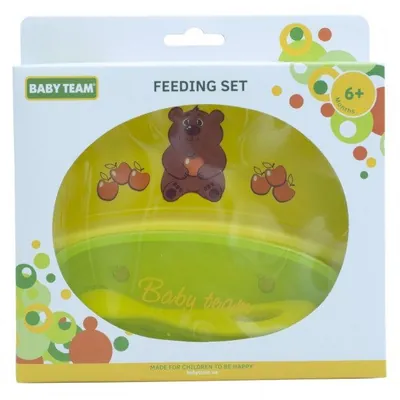 Набір для годування Baby Team 6020 (тарілка з кришкою, ложка та виделка)