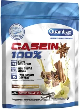 Казеїн ізолят Quamtrax Casein 100% ваніль та кориця, 500 г