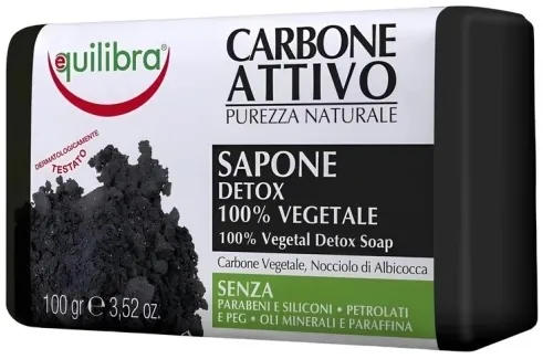 Мило для тіла Equilibra Carbone Attivo Detox з активованим вугіллям, 100 г