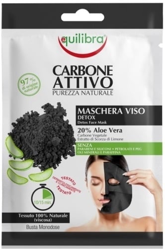 Маска для лица Equilibra Detox с активированным углем тканевая, 1 шт
