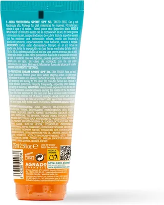 Крем сонцезахисний для обличчя та шиї Agrado Sun Care SPF50 Спорт водо- та потостійкий, 75 мл