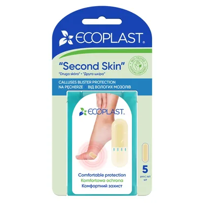 Пластирі медичні Ecoplast Second Skin гідроколоїдний 2 х 6 см, 5 штук