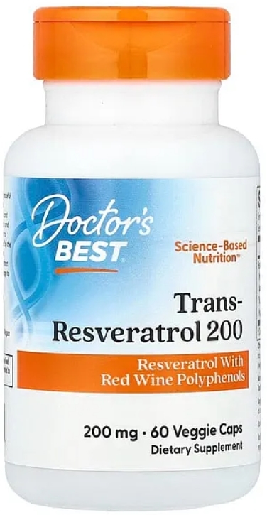Транс-ресвератрол Doctor's Best Trans-Resveratrol 200 мг, 60 вегетаріанських капсул