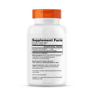 Астаксантин Doctor's Best Astaxanthin 6 мг, 90 капсул