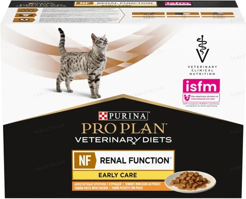 Корм вологий Purina Pro Plan Veterinary Diets NF Early Care для кішок з патологією нирок на ранніх стадіях, з куркою, 10 штук по 85 г