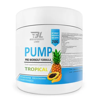 Передтренувальний комплекс Bodyperson Labs Pump Pre-Workout Formula тропічні фрукти, 250 г