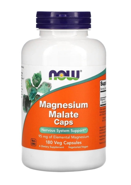 Магния малат NOW Magnesium Malate 1000 мг веганские капсулы №180