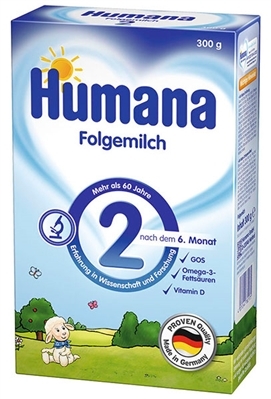 Смесь сухая молочная Humana 2 с пребиотиками для последующего кормления для детей с 6 до 12 месяцев, 300 г