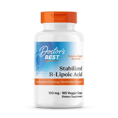 R-липоевая кислота Doctor's Best Stabilized R-Lipoic Acid with BioEnhanced Na-RALA 100 мг, 180 капсул
