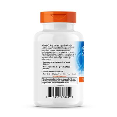 Пищеварительный пробиотик Doctor's Best Digestive Probiotic 2 Billion with LactoSpore 2 млрд КОЕ, 60 вегетарианских капсул