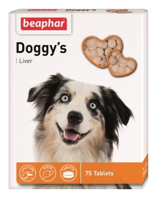 Витамины для собак Beaphar Doggy’s +Liver Лакомство со вкусом печени для собак, 75 таблеток
