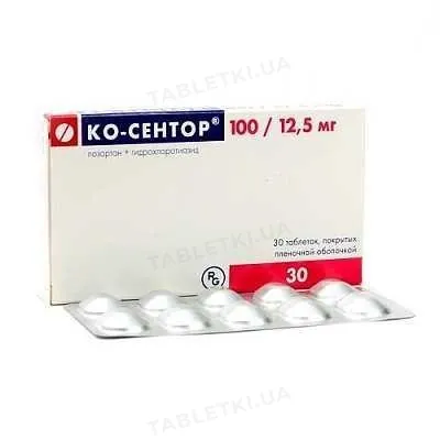 Ко-сентор таблетки, в/плів. обол. по 100 мг/12.5 мг №30 (10х3)