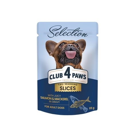 Корм вологий для дорослих собак малих порід Club 4 Paws Selection Преміум з лососем та макреллю в соусі, 85 г