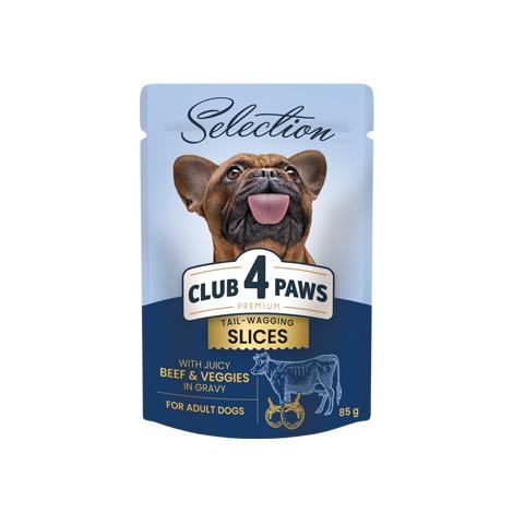 Корм вологий для дорослих собак малих порід Club 4 Paws Selection Преміум з яловичиною та овочами в соусі, 85 г