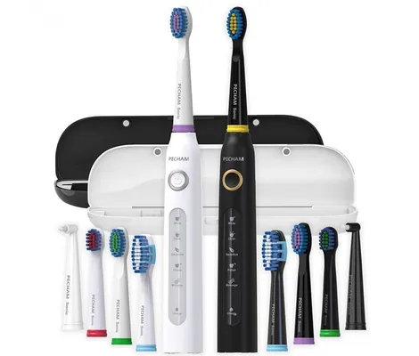 Набір електричних зубних щіток Pecham Black and White Travel SET PC-084, 2 шт