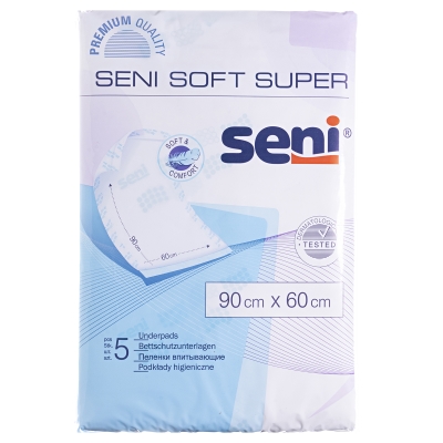 Пеленки Seni Soft Super одноразовые гигиенические 90х60 см, 5 шт