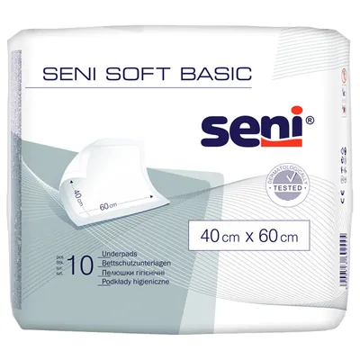 Пелюшки Seni Soft Basic одноразові гігієнічні 40х60 см, 10 шт