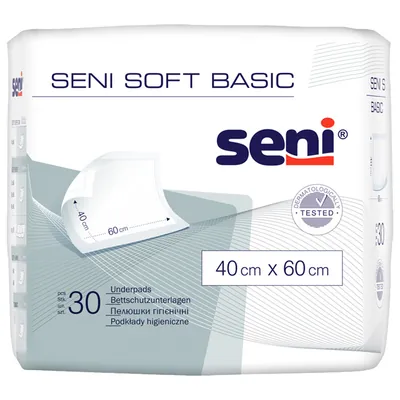 Пелюшки Seni Soft Basic одноразові гігієнічні 40х60 см, 30 шт