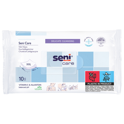 Салфетки влажные Seni Care для ухода за кожей, 10 штук