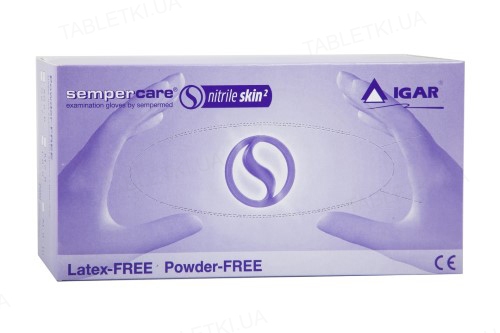 Перчатки смотровые Sempercare Nitrile Skin2 нитриловые без пудры нестерильные, размер М, 200 штук