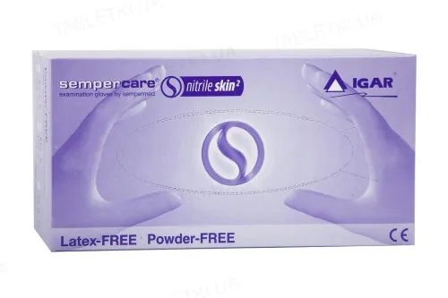 Рукавички оглядові Sempercare Nitrile Skin2 нітрилові без пудри нестерильні, розмір М, 200 штук