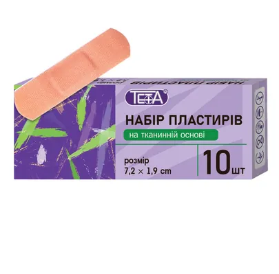 Пластир бактерицидний Teta на тканій основі 1,9 см х 7,2 см, 10 штук