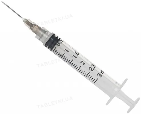 Шприц 3 мл Wuzhou Medical 3-компонентний з двома голками, 1 штука