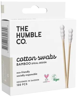 Ватні палички The Humble Co. Натуральні спіральні, білі, 100 шт