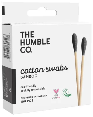 Ватні палички The Humble Co. Натуральні, чорні, 100 шт