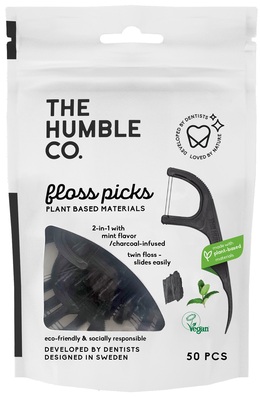 Зубная нить-флосс Humble на острой ножке, цвет черный, 50 штук